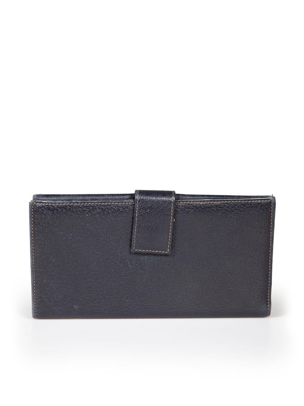 Gucci Navy Leather Long Wallet In Good Condition For Sale In London, GB