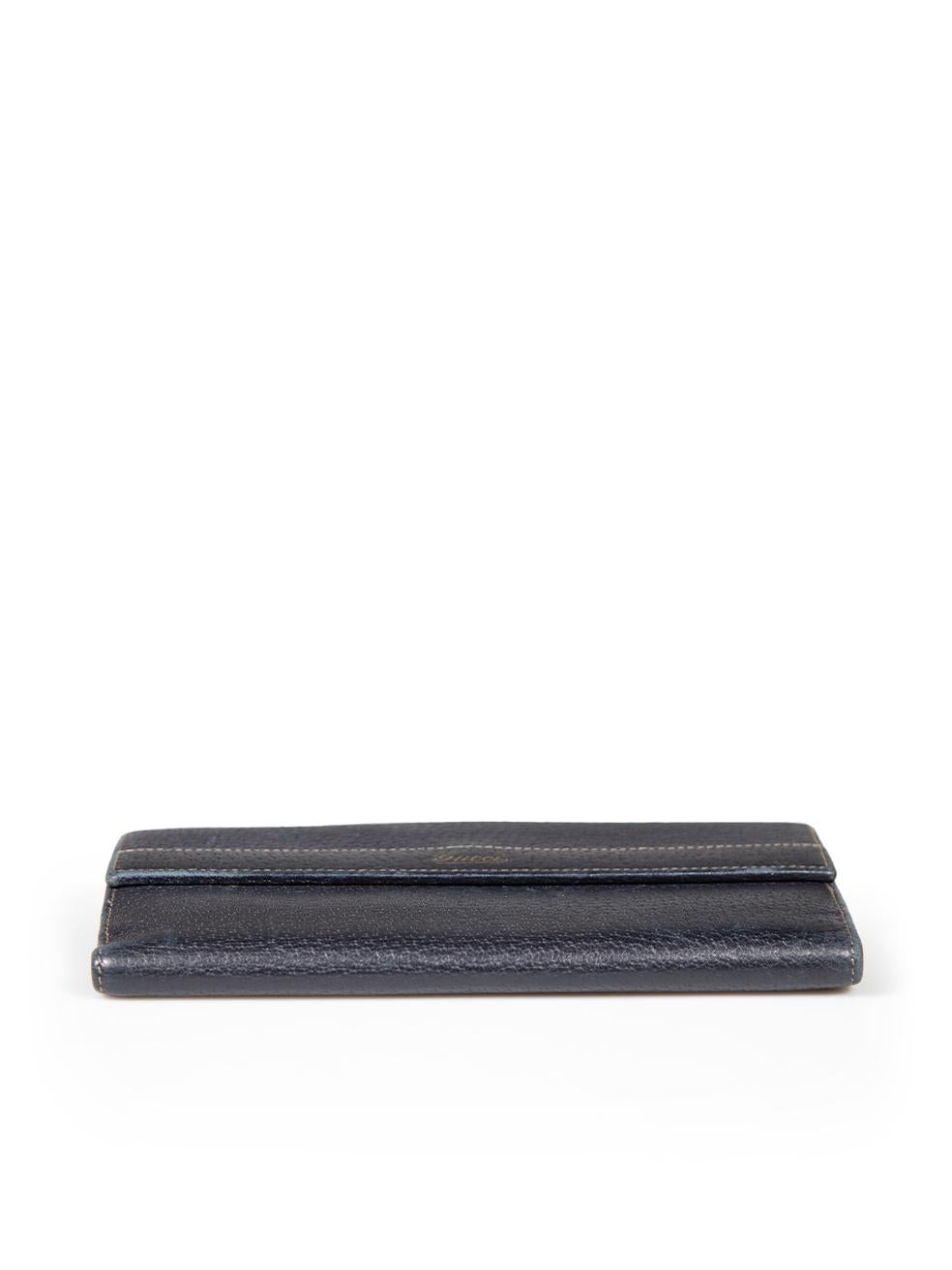 Women's Gucci Navy Leather Long Wallet For Sale