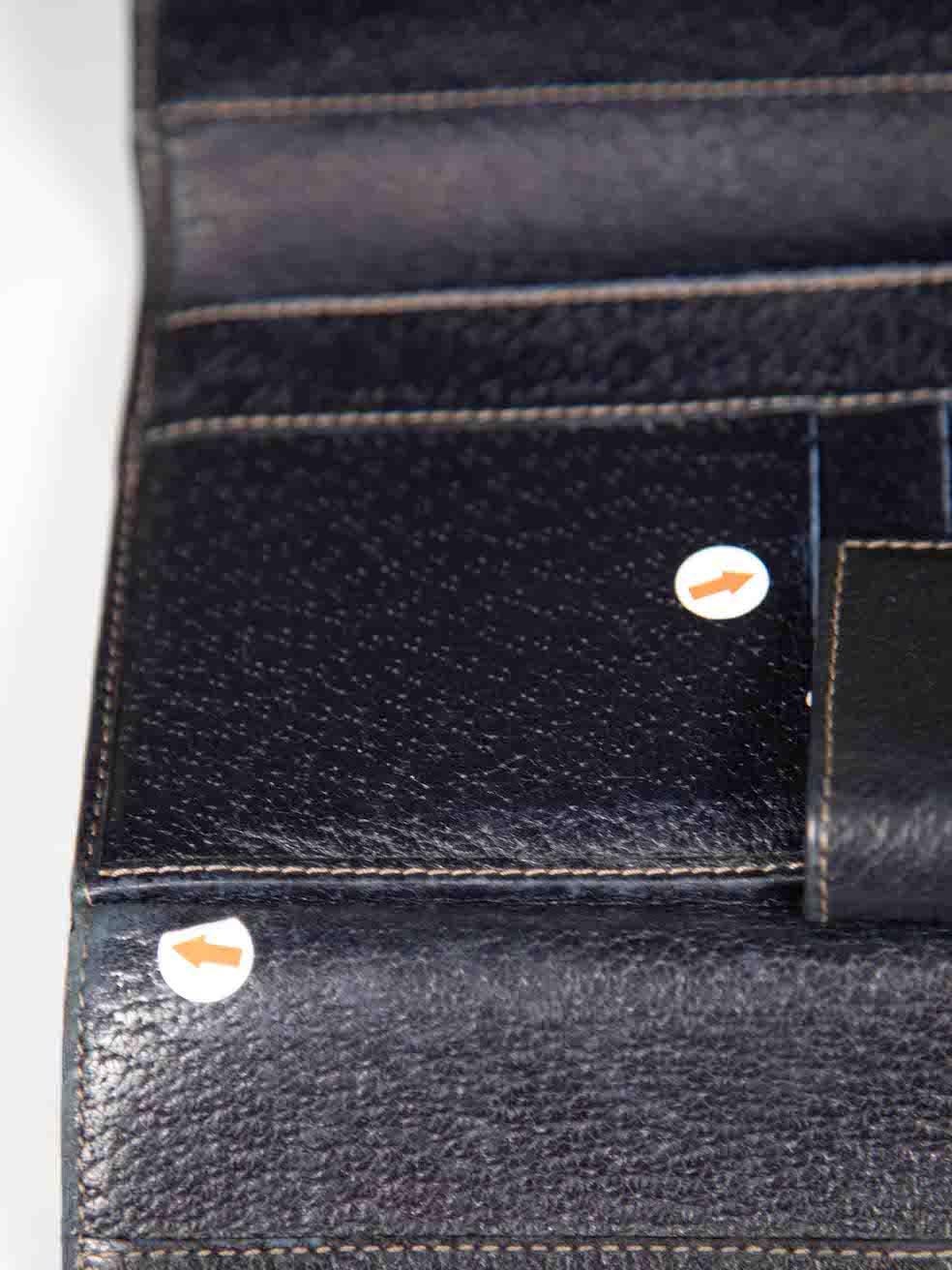 Gucci Marineblaues langes Portemonnaie aus Leder im Angebot 3