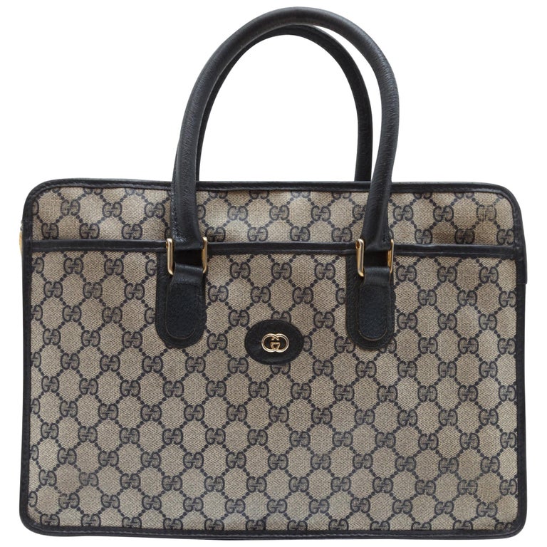 Gucci Navy Monogram GG Briefcase at 1stDibs