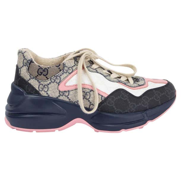 Gucci 520 Rython Star GUCCI navy and pink GG fabric 2022 RYTHON Sneakers Shoes 36.5 For Sale ...