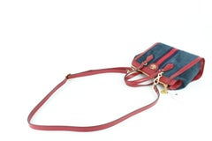 Gucci Navy Red Sherry Small  Web Satchel 2way 2gz0129 Blue Suede Cross Body Bag