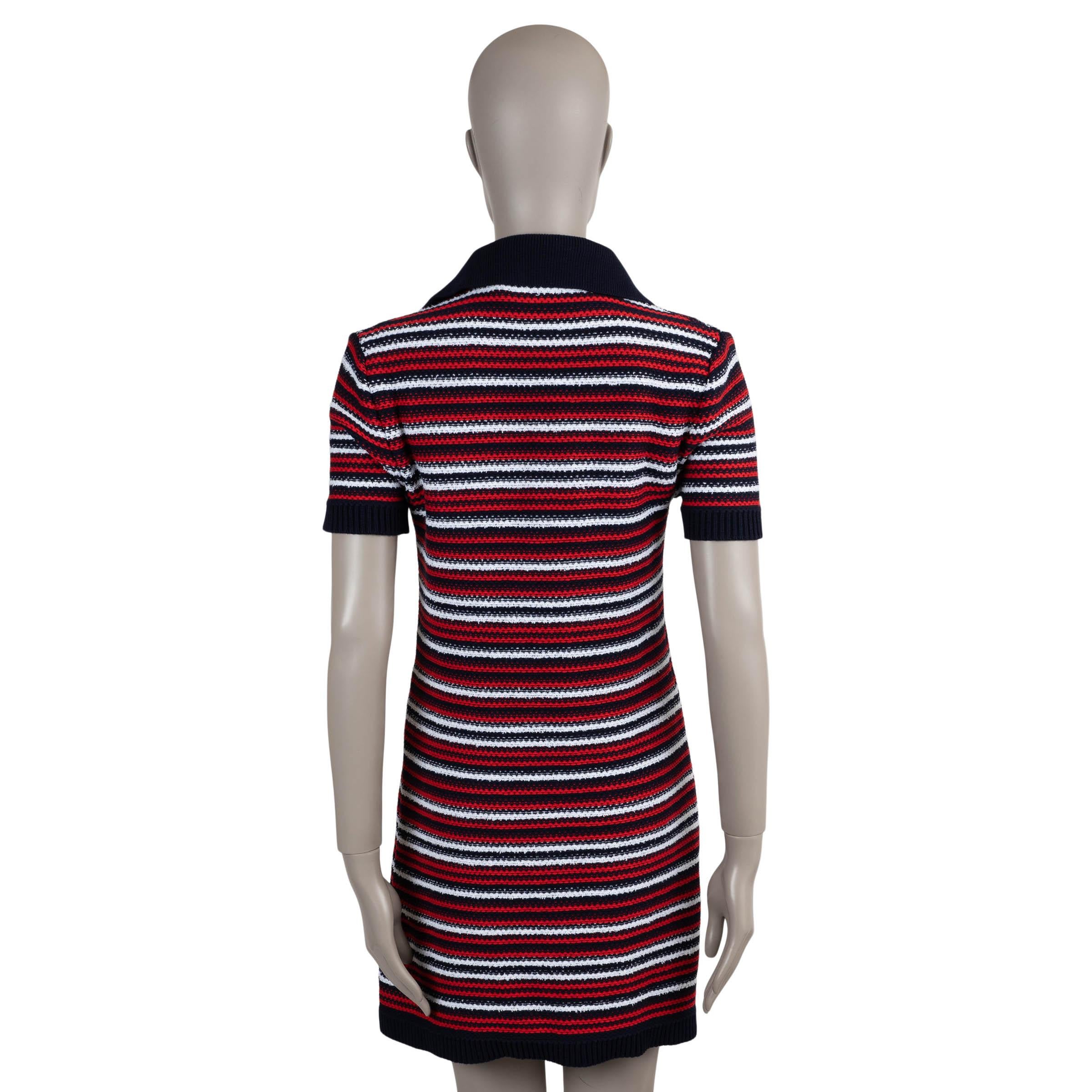 Nero GUCCI abito POLO in maglia JACQUARD a righe 2025 in cotone rosso navy bianco S.S. White in vendita