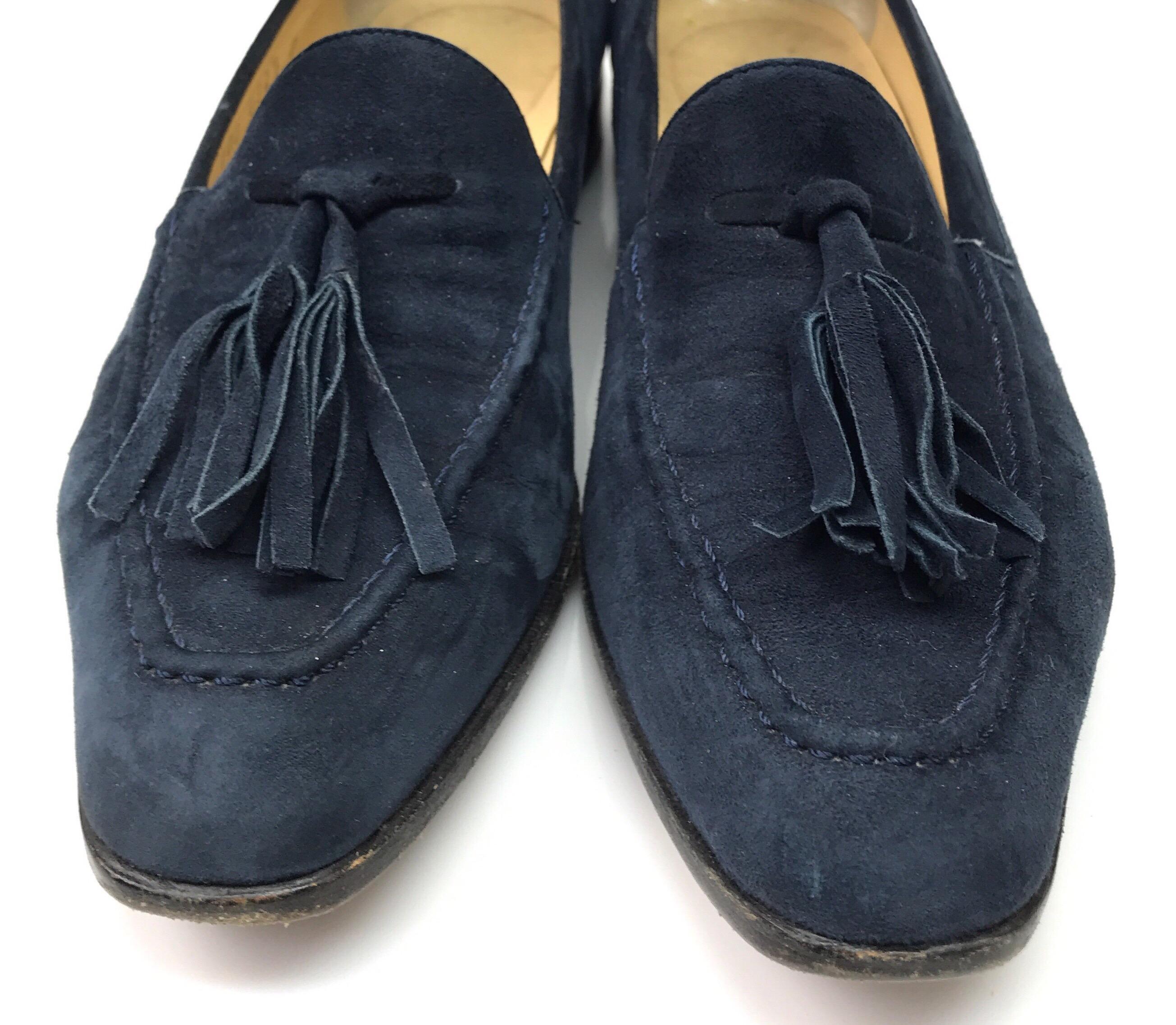 Gucci Navy Suede Tassel Loafer - 6 For Sale at 1stDibs | navy suede ...