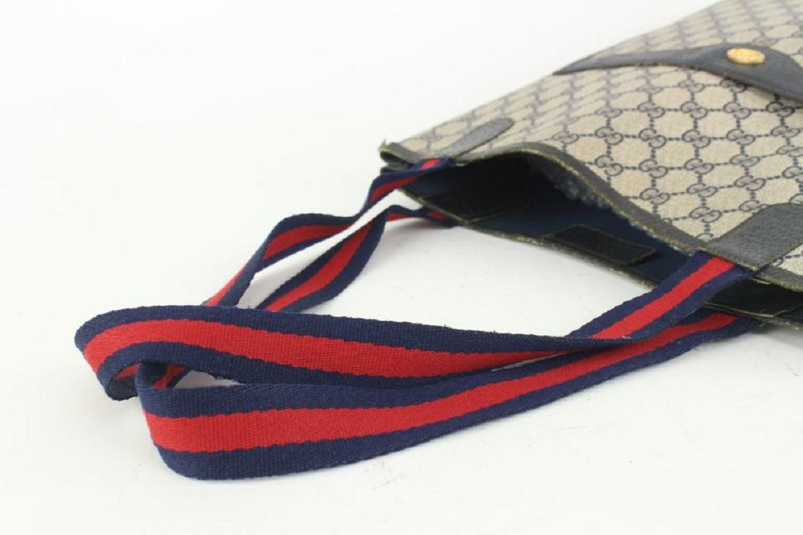 Women's Gucci Navy Supreme GG Web Handle Tote Bag 1012G39