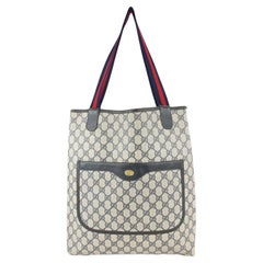 Vintage Gucci Navy Supreme GG Web Handle Tote Bag 1012G39