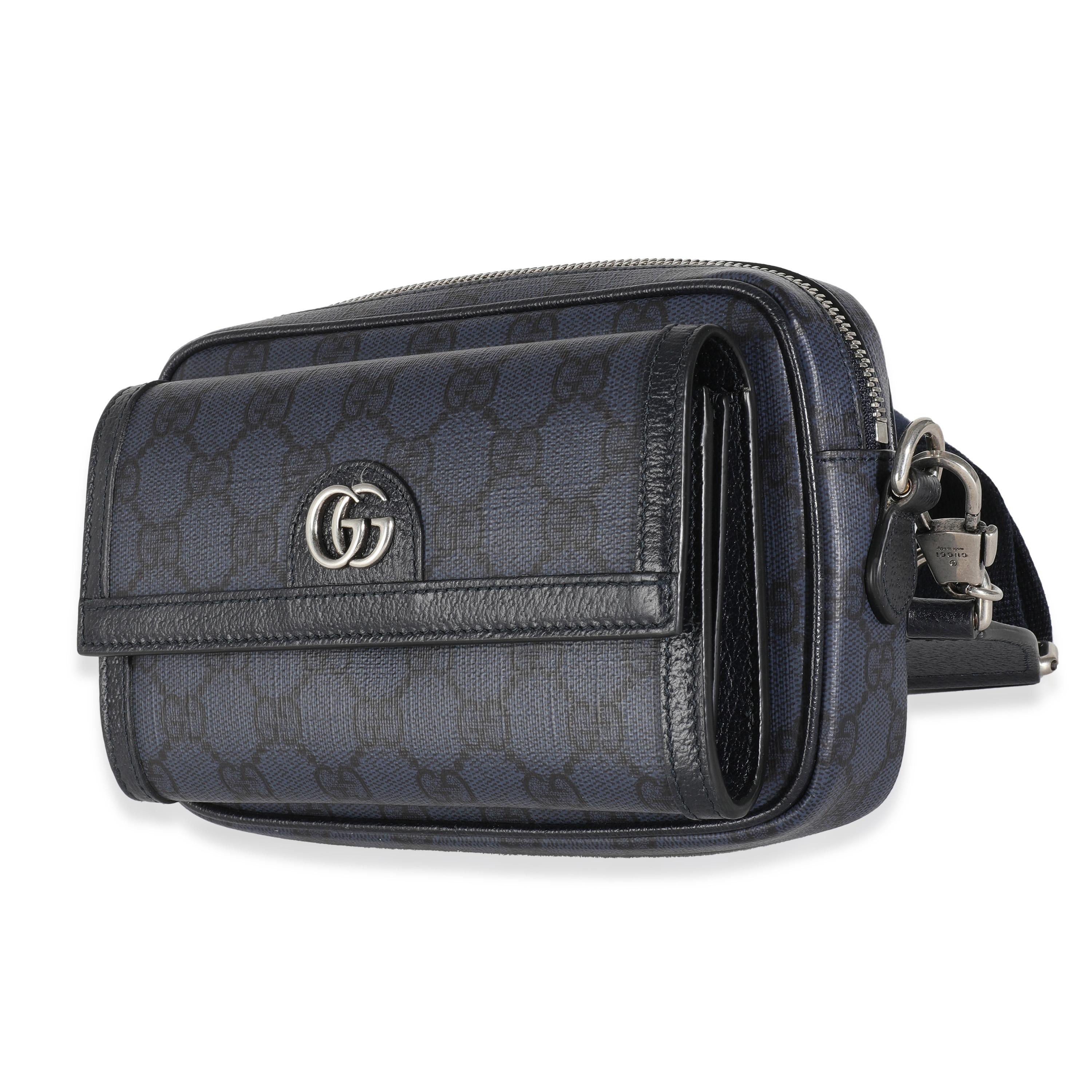 Gucci Navy Supreme Tender Small Ophidia Crossbody In Excellent Condition In New York, NY