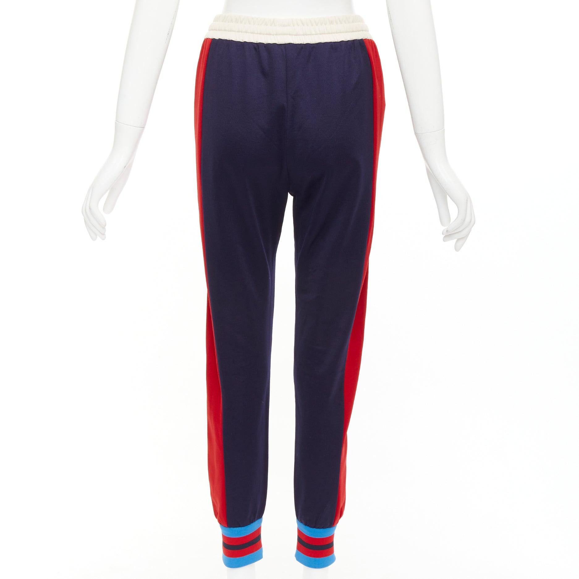 Gucci navy tricolor stripes colorblock tapered track sweat pants XS Pour femmes en vente