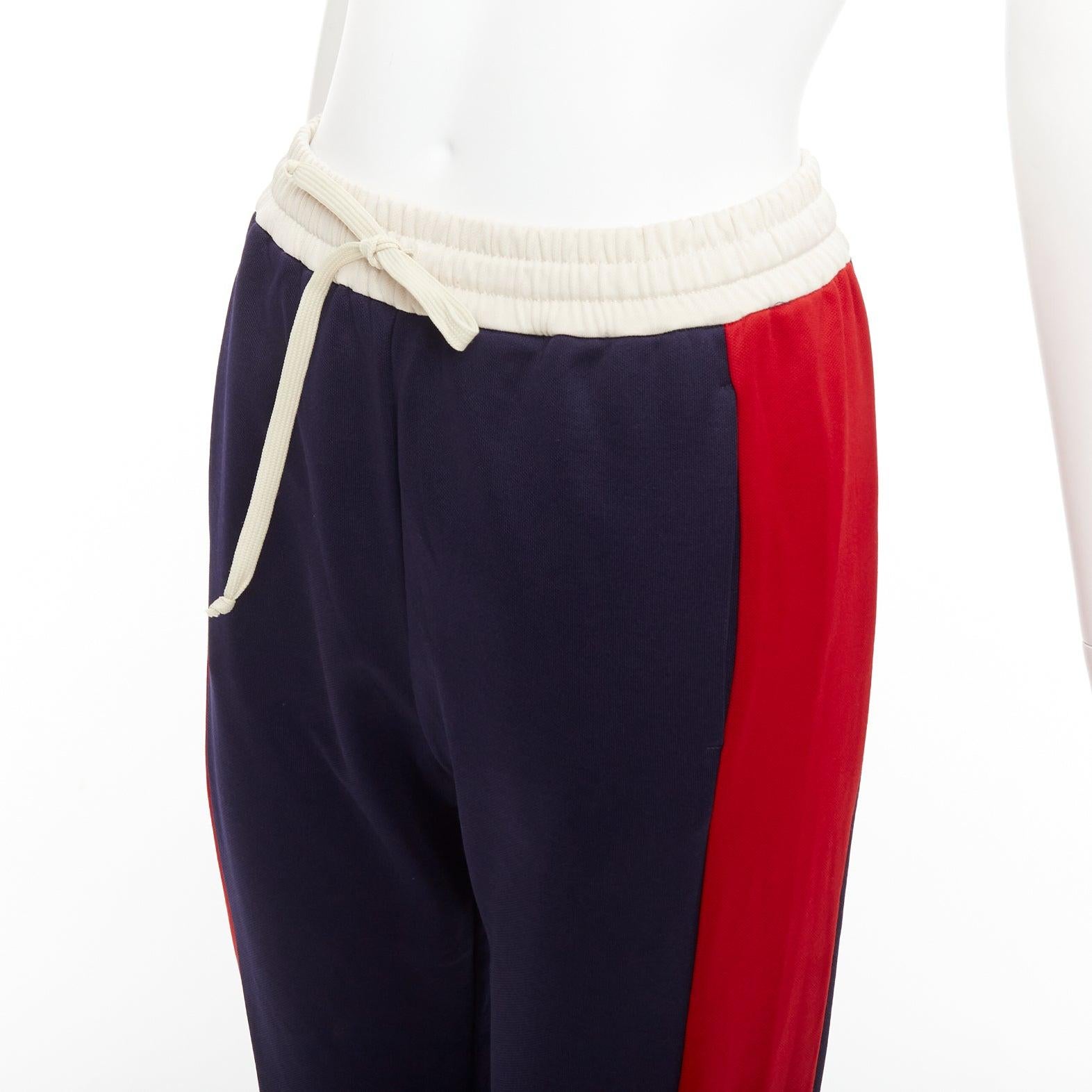Gucci navy tricolor stripes colorblock tapered track sweat pants XS en vente 2