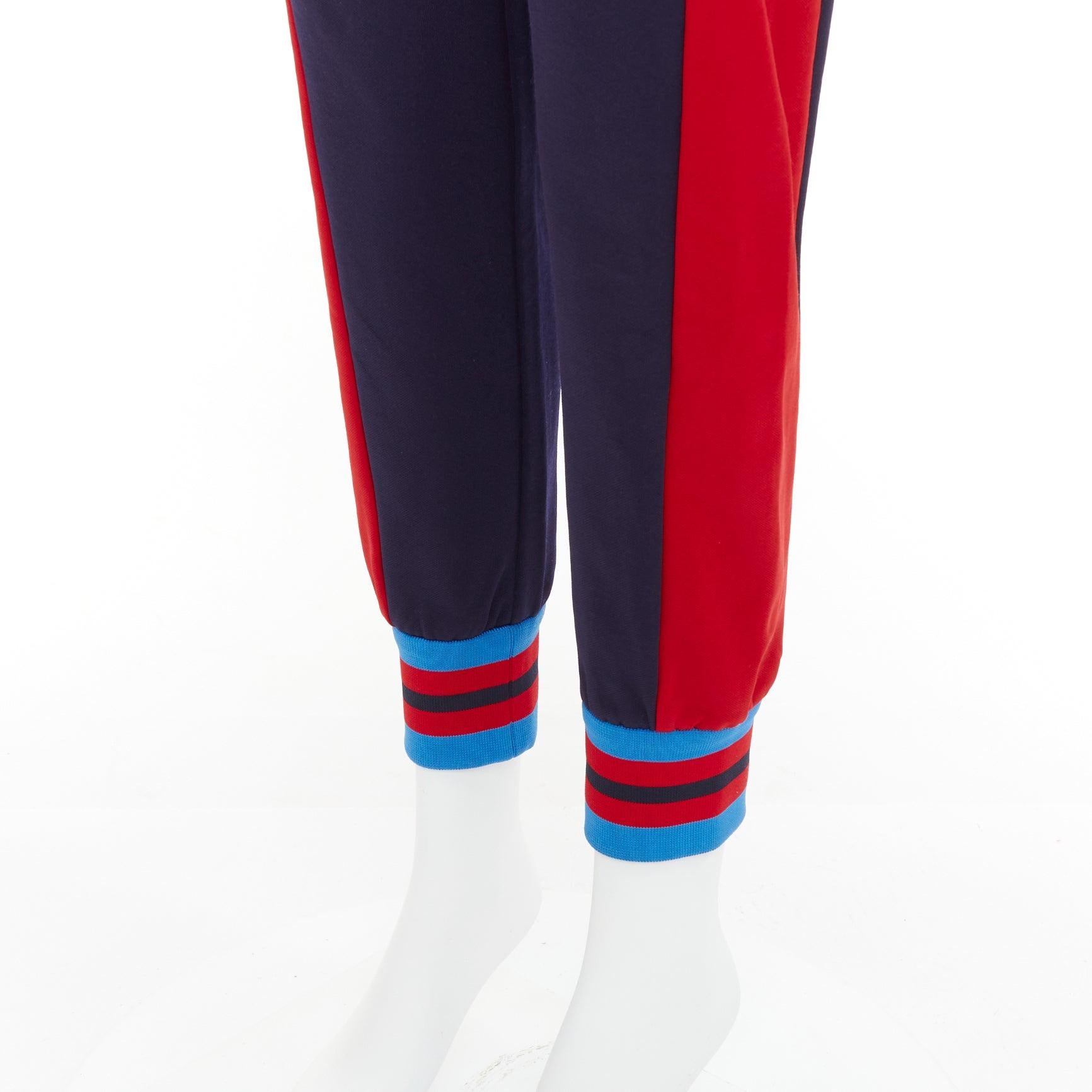 Gucci navy tricolor stripes colorblock tapered track sweat pants XS en vente 3