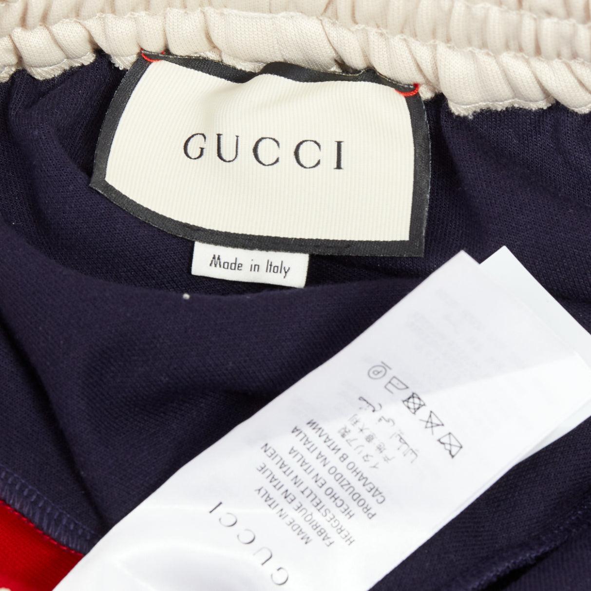 Gucci navy tricolor stripes colorblock tapered track sweat pants XS en vente 4