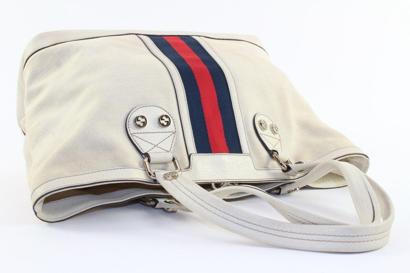 Gucci Navy Web Ivory Tote 2GK0104K For Sale 7