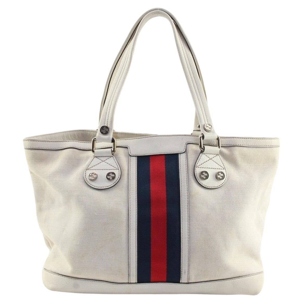 Gucci Navy Web Ivory Tote 2GK0104K For Sale