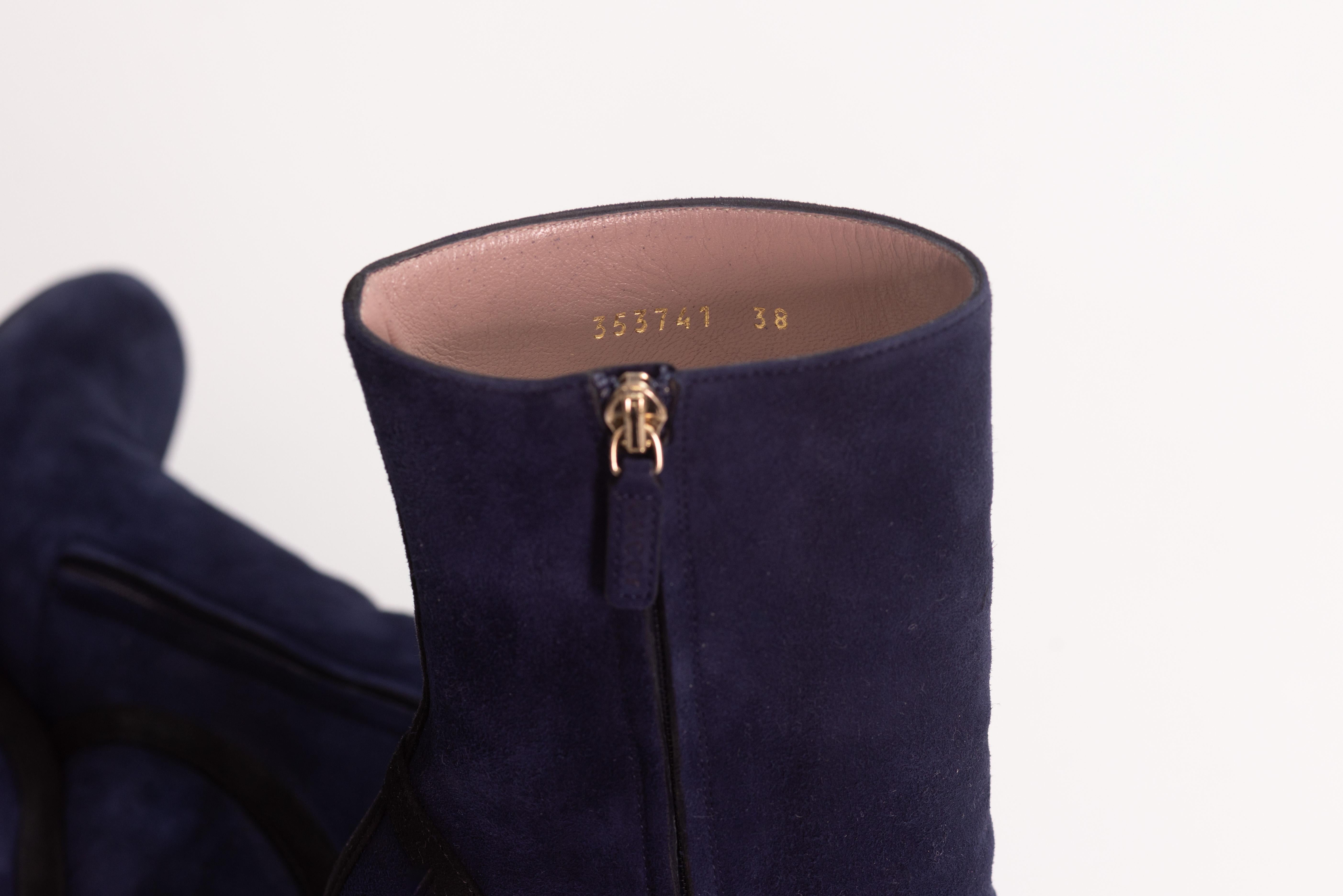 Gucci Navy Wedge Boots (EU 38) For Sale 2