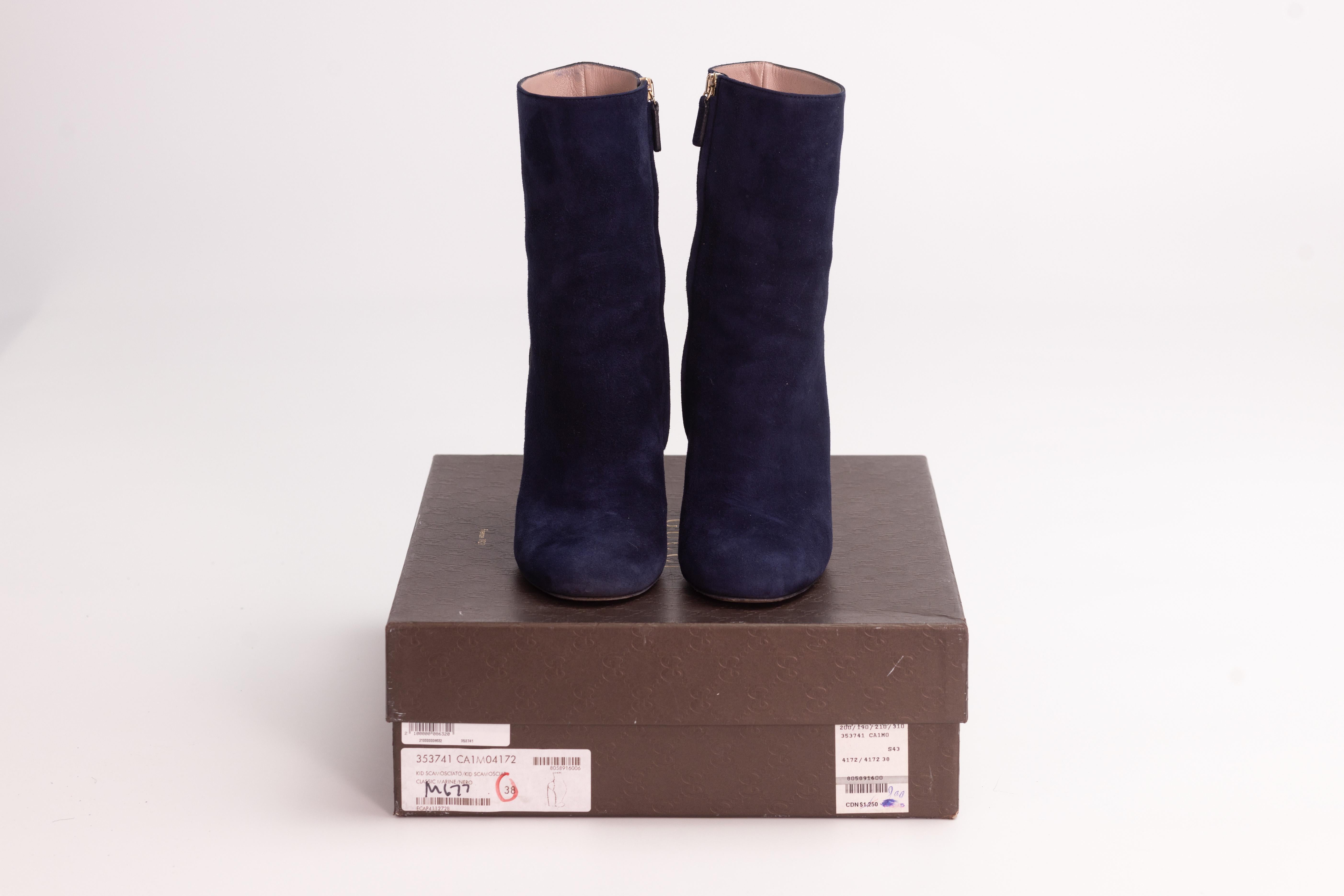 Gucci Navy Wedge Boots (EU 38) For Sale 3