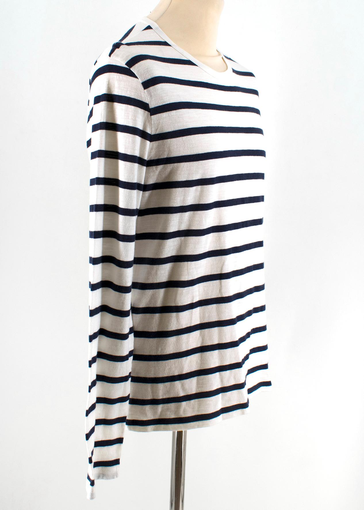 Gray Gucci Navy & White Striped Long Sleeve Top SIZE L