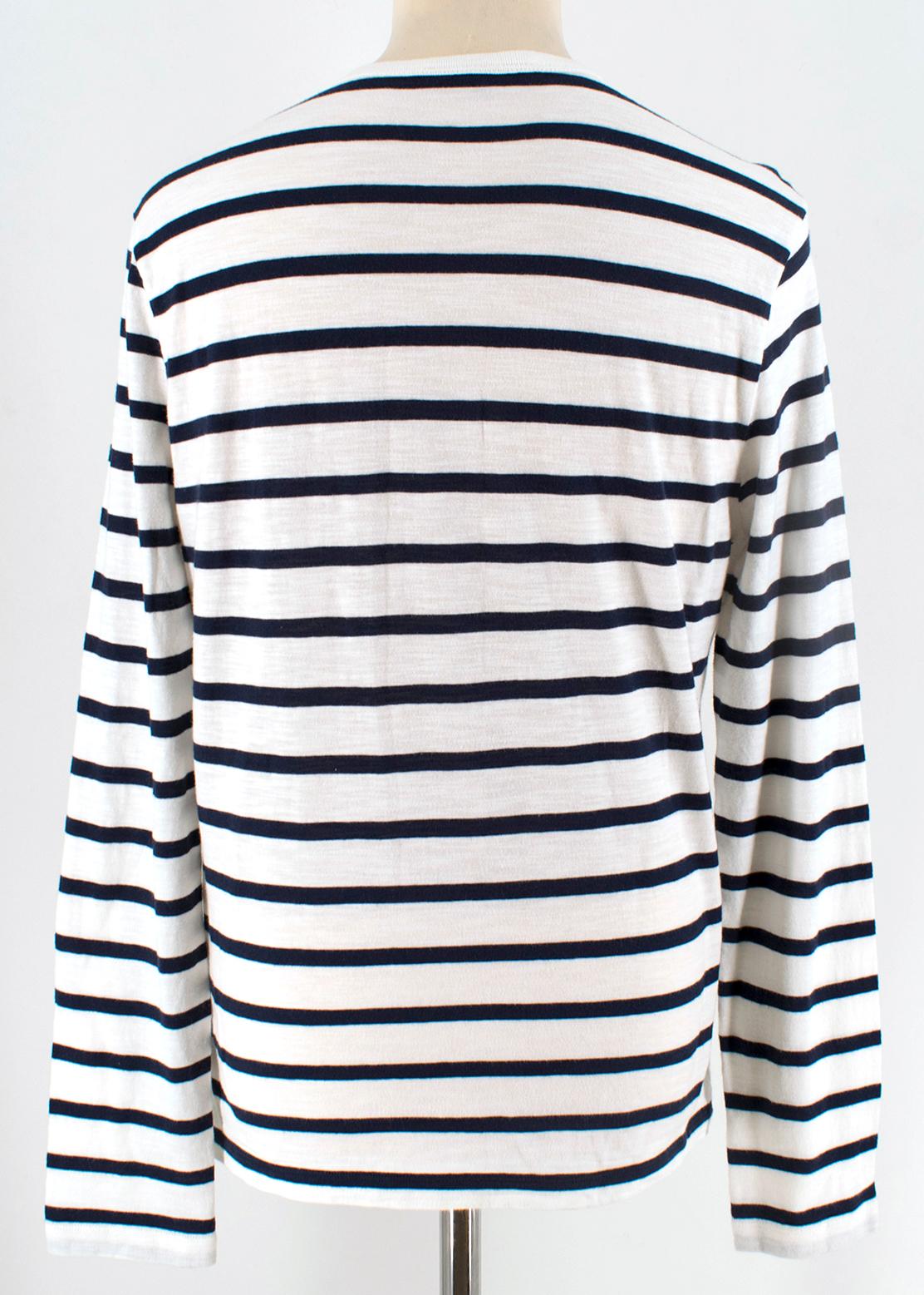 Gucci Navy & White Striped Long Sleeve Top SIZE L In Excellent Condition In London, GB