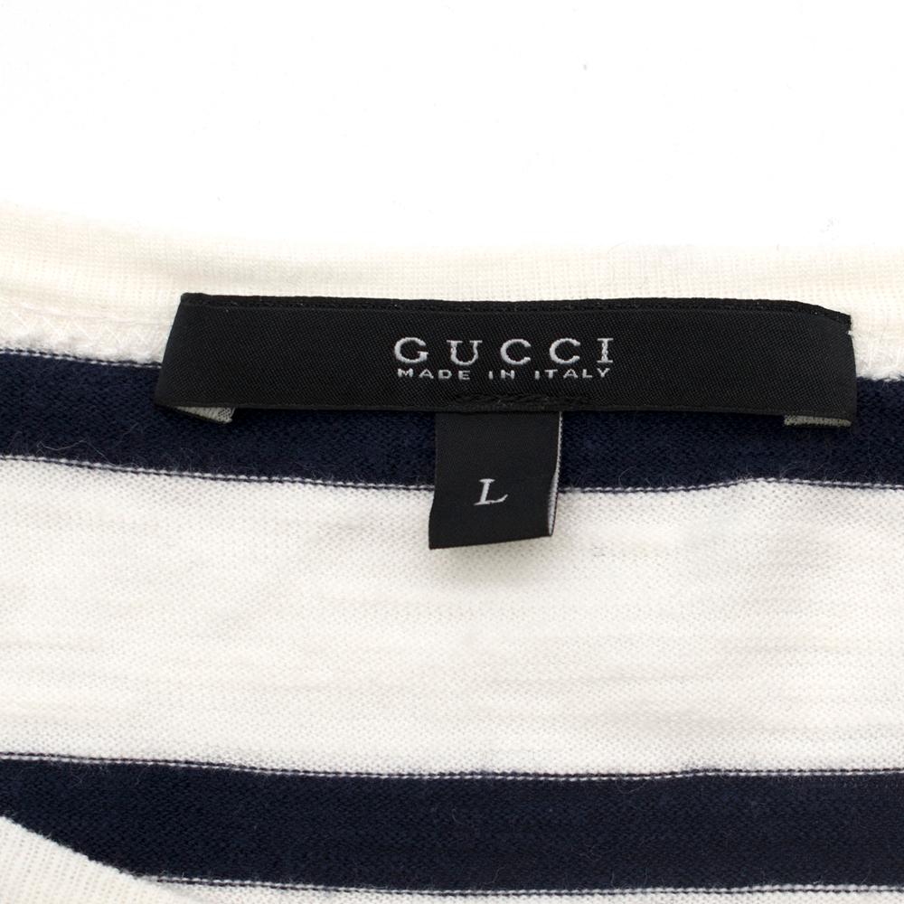 Gucci Navy & White Striped Long Sleeve Top SIZE L 1