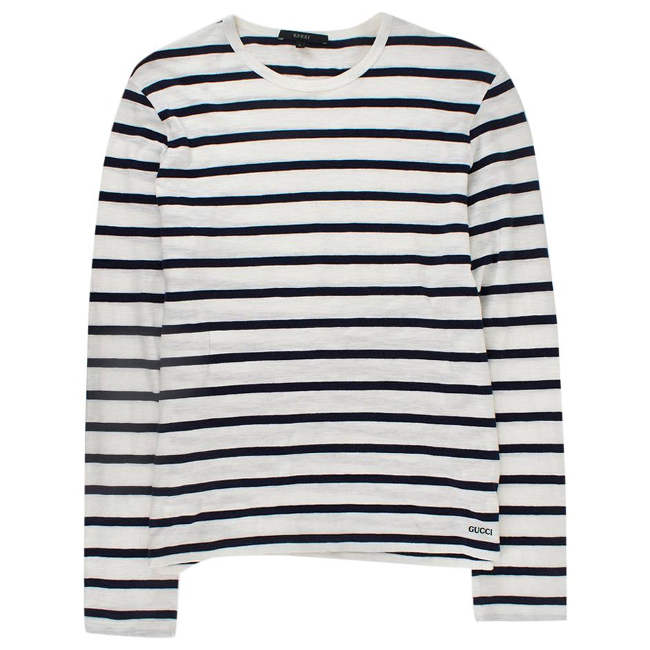 Gucci Navy & White Striped Long Sleeve Top SIZE L