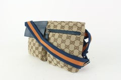 Gucci Navy x Orange Monogram Belt Bag Fanny Pack Waist Pouch 2GK110