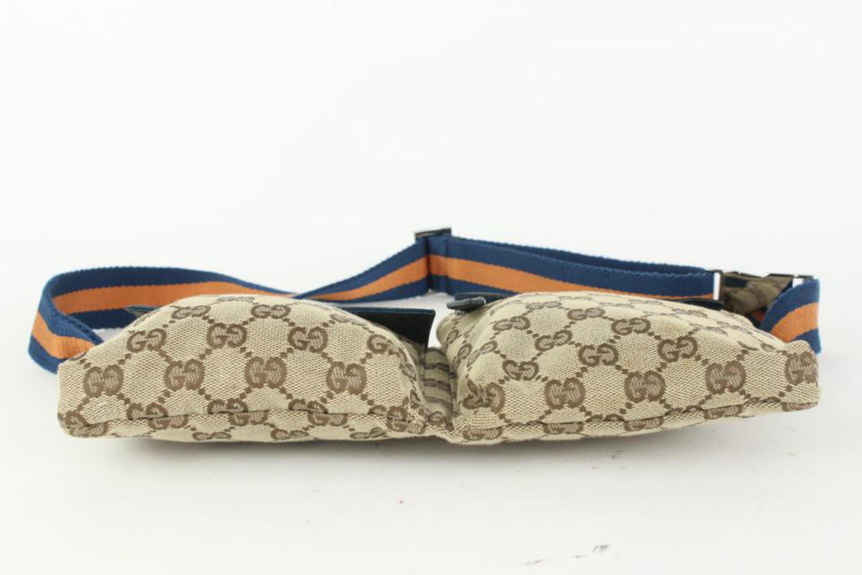 Gucci Navy x Orange Monogram Belt Bag Fanny Pack Waist Pouch 2GK110 1