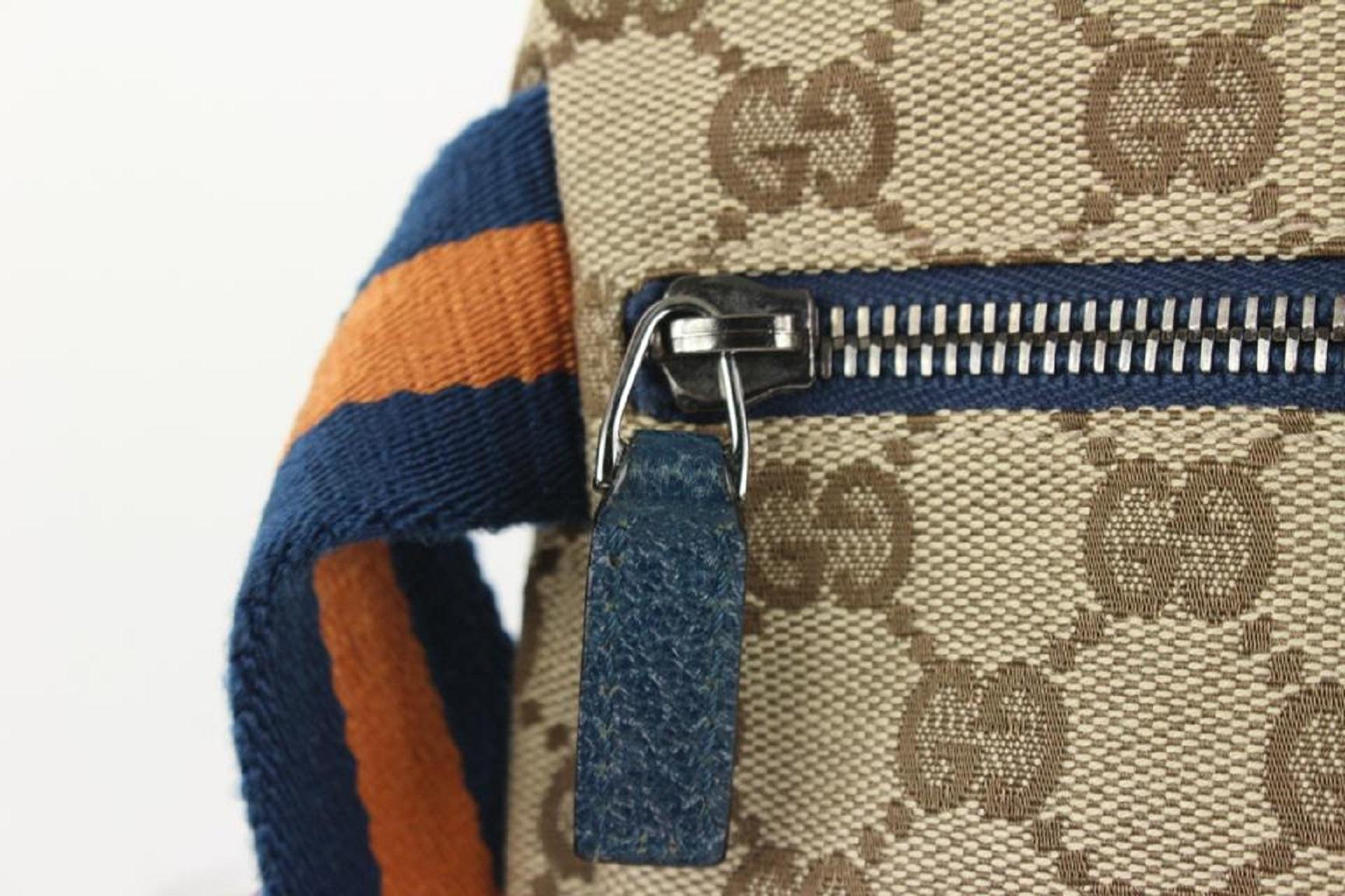 Gucci Navy x Orange Monogram Belt Bag Fanny Pack Waist Pouch  93gk84 For Sale 2