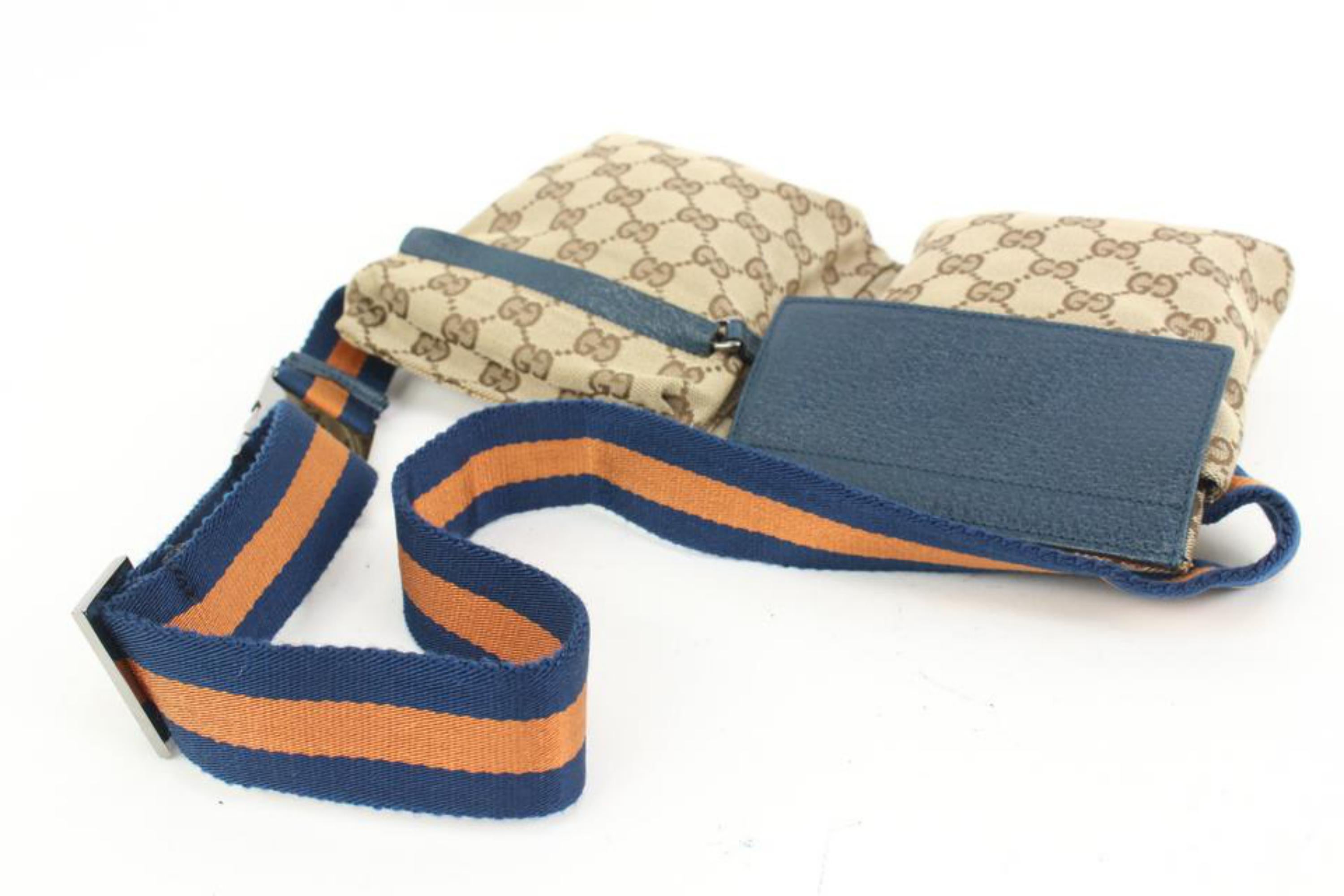 Gucci Navy x Orange Monogram GG Belt Bag Fanny Pack Waist Pouch 1g524a 3
