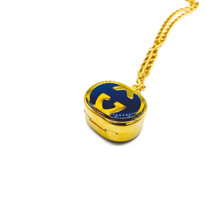 GUCCI Necklace 1970s Pill Box Pendant at 1stDibs