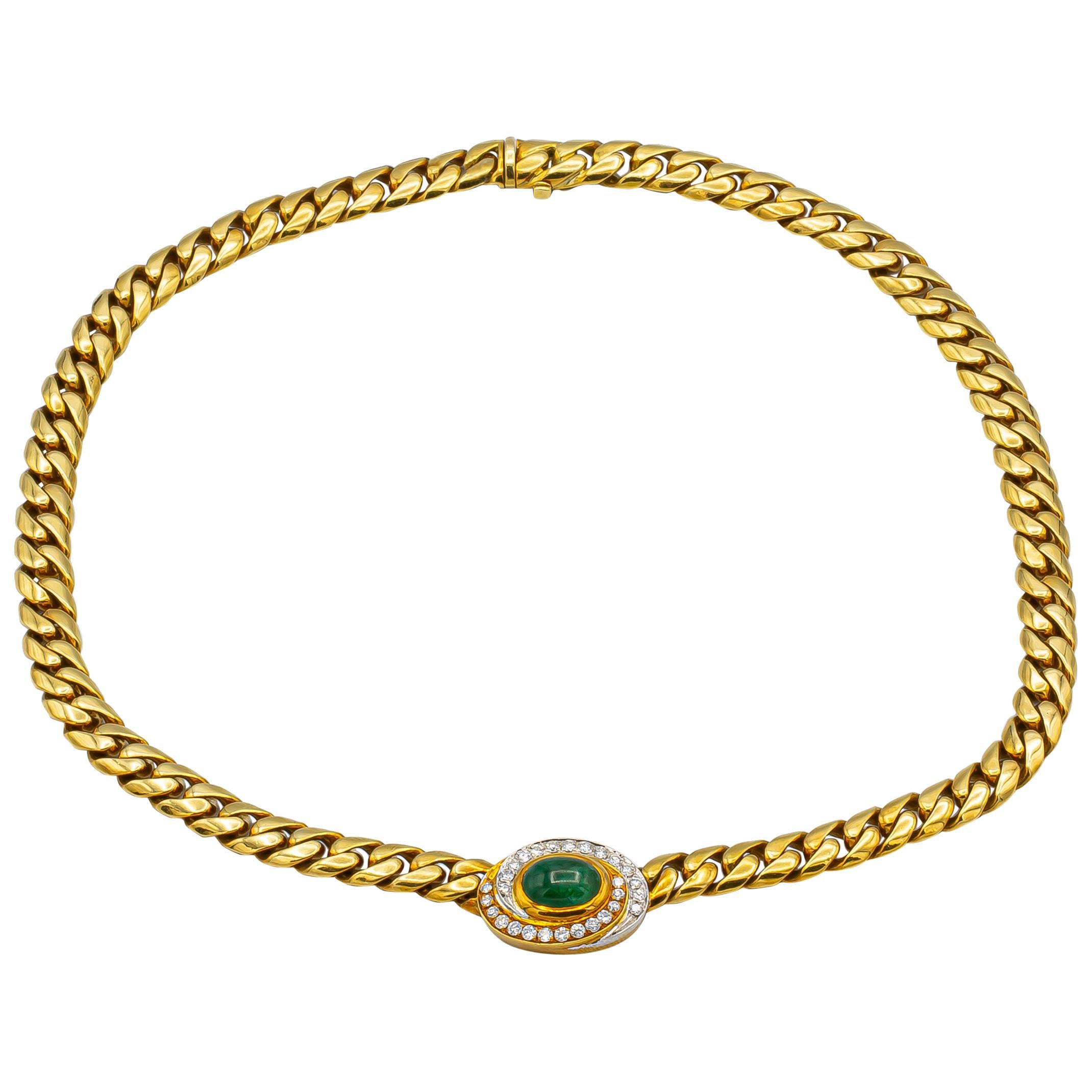 Gucci Necklace With 5 Carat Emerald and 1 Carat Of Diamonds