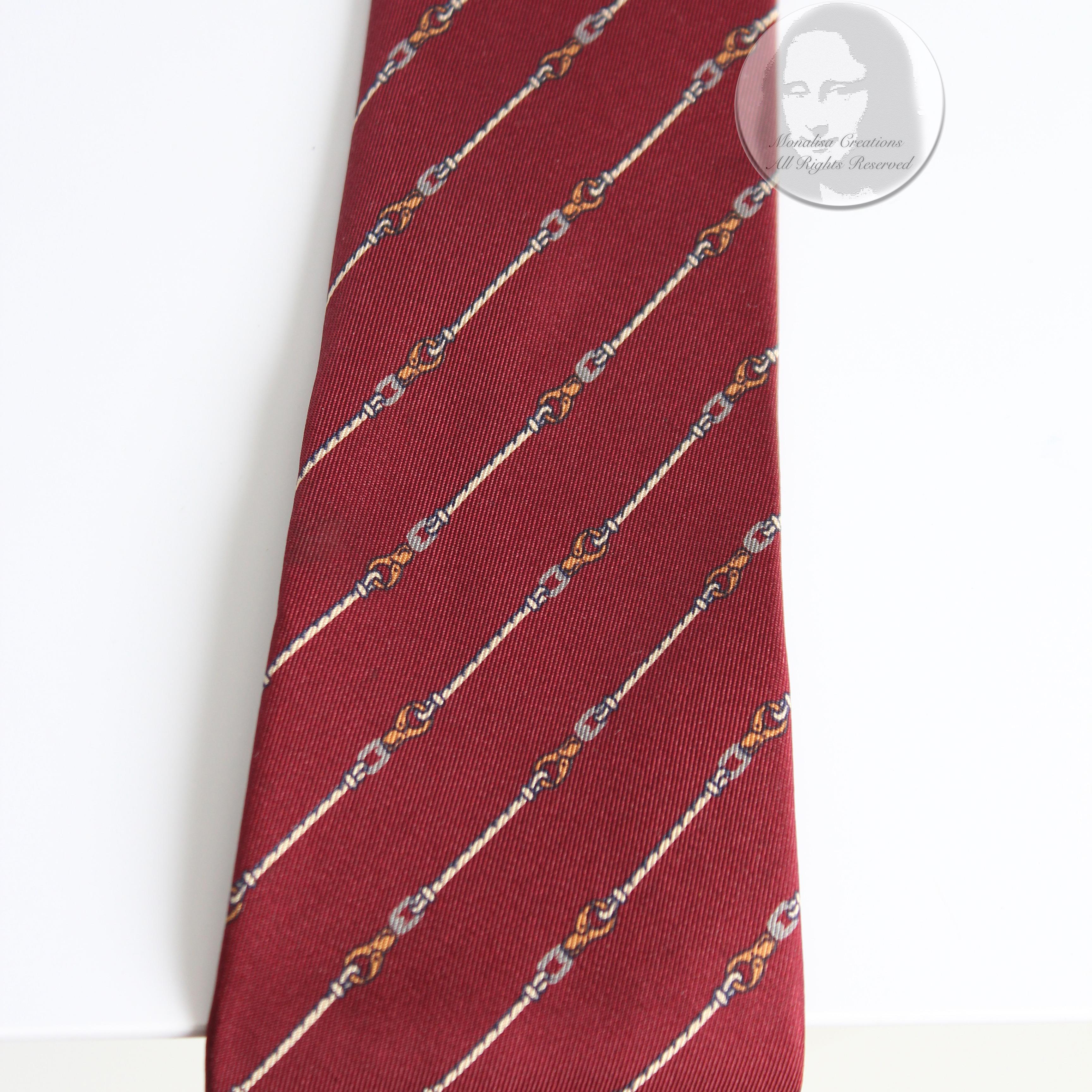 Gucci Necktie Mens Horse Bit Silk Equestrian Rare Print Vintage with COA In Good Condition For Sale In Port Saint Lucie, FL
