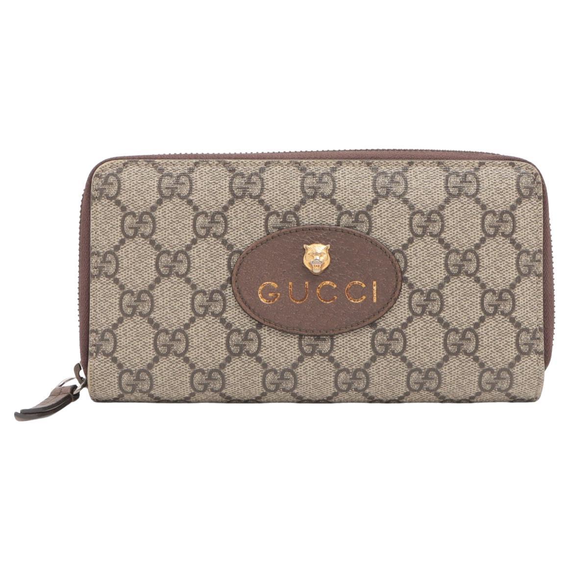 Gucci Neo GG Supreme Round Long Wallet Brown