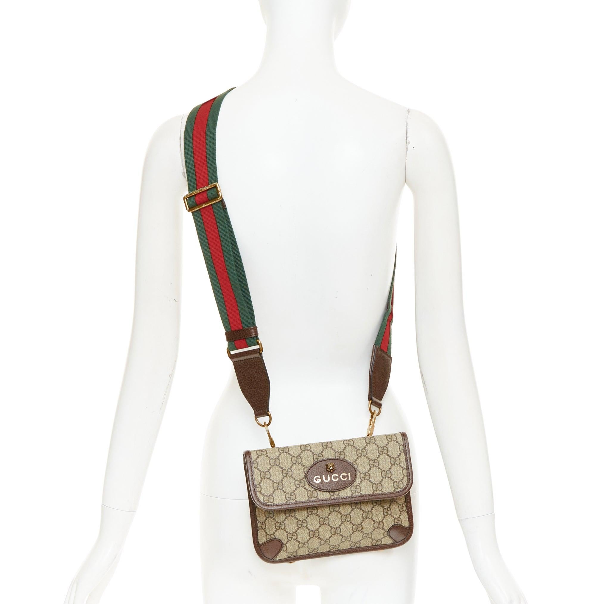 Gucci Reference GUCCI Neo Vintage GG Supreme GG monogram flap red green crossbody belt ...