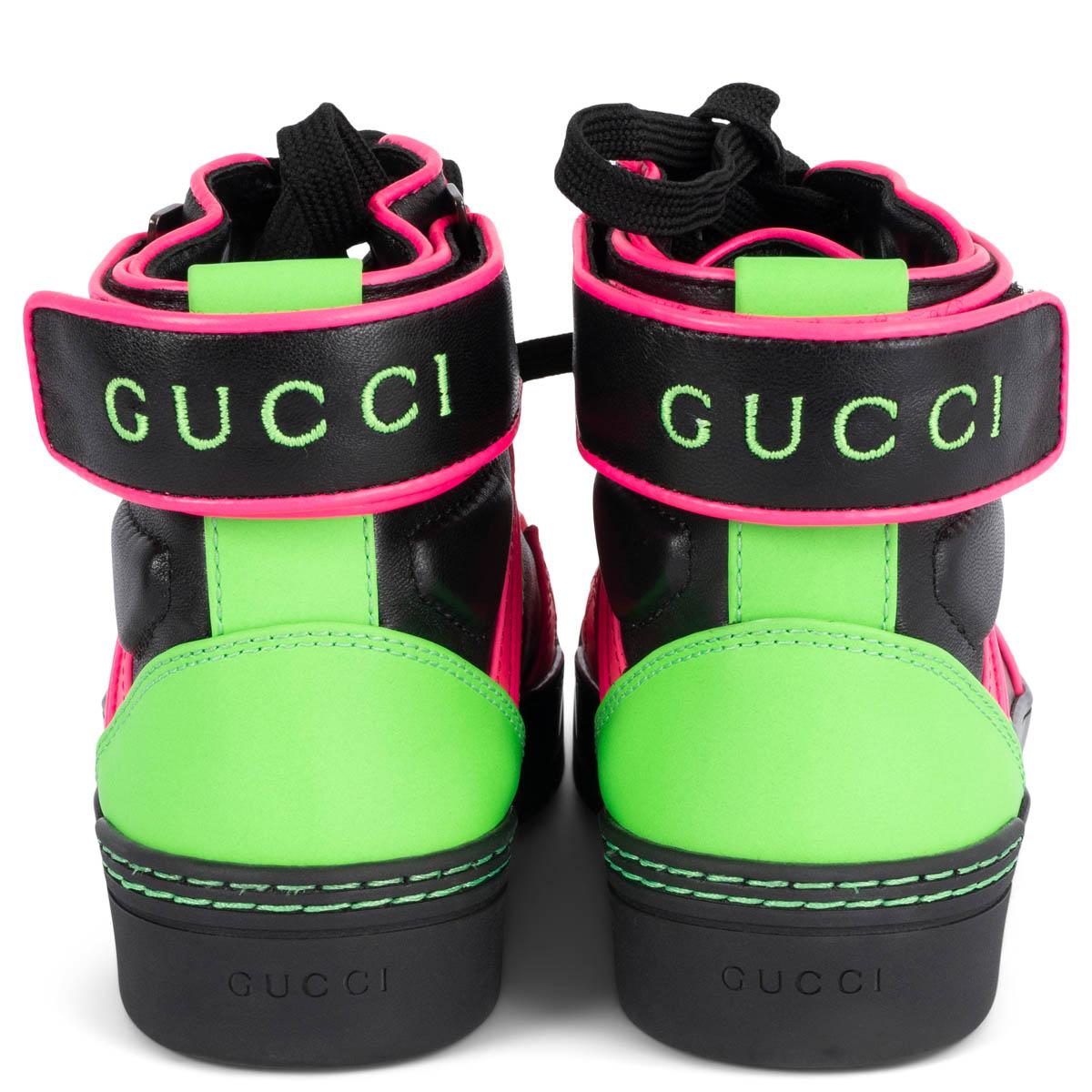 Women's GUCCI neon & black NEW BASKETBALL High Top Sneakers Shoes 35.5 For Sale