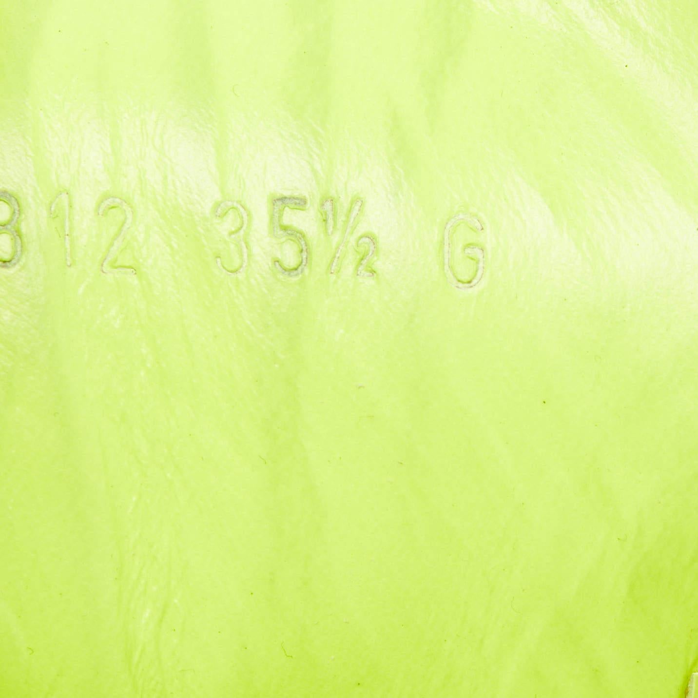 Gucci Neon Green Leather High Top Sneakers Size 35.5 For Sale 3
