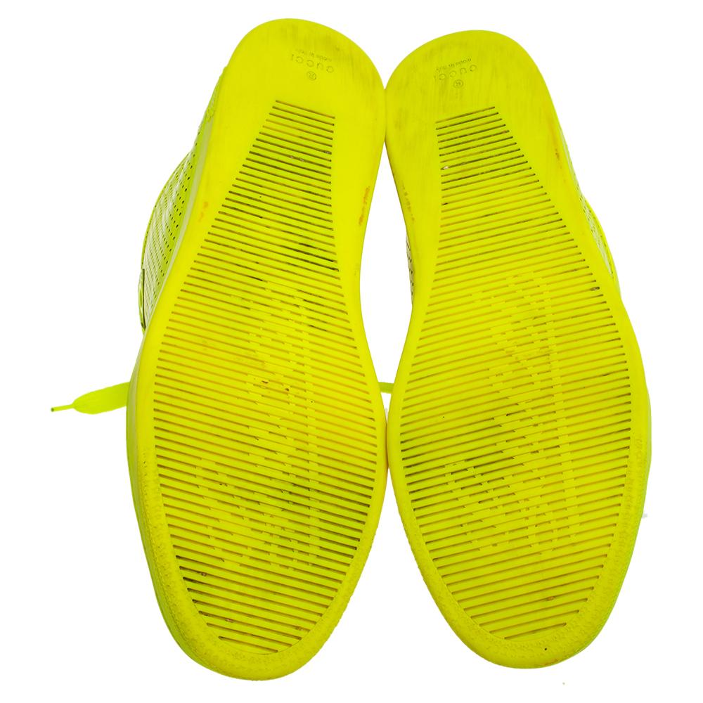 Neongrüne Leder-High-Top-Turnschuhe von Gucci Größe 42 1