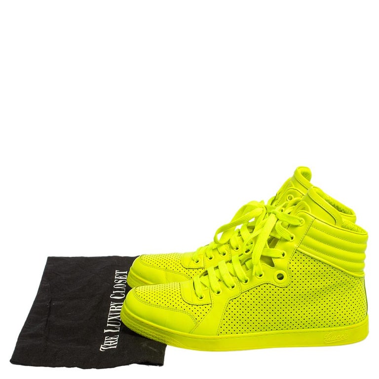 Gucci Neon Green Leather High-Top Sneakers Size 42 For Sale at 1stDibs ...