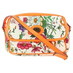 Gucci Neon Orange White Flora Floral Crossbody  Bag 1g516a