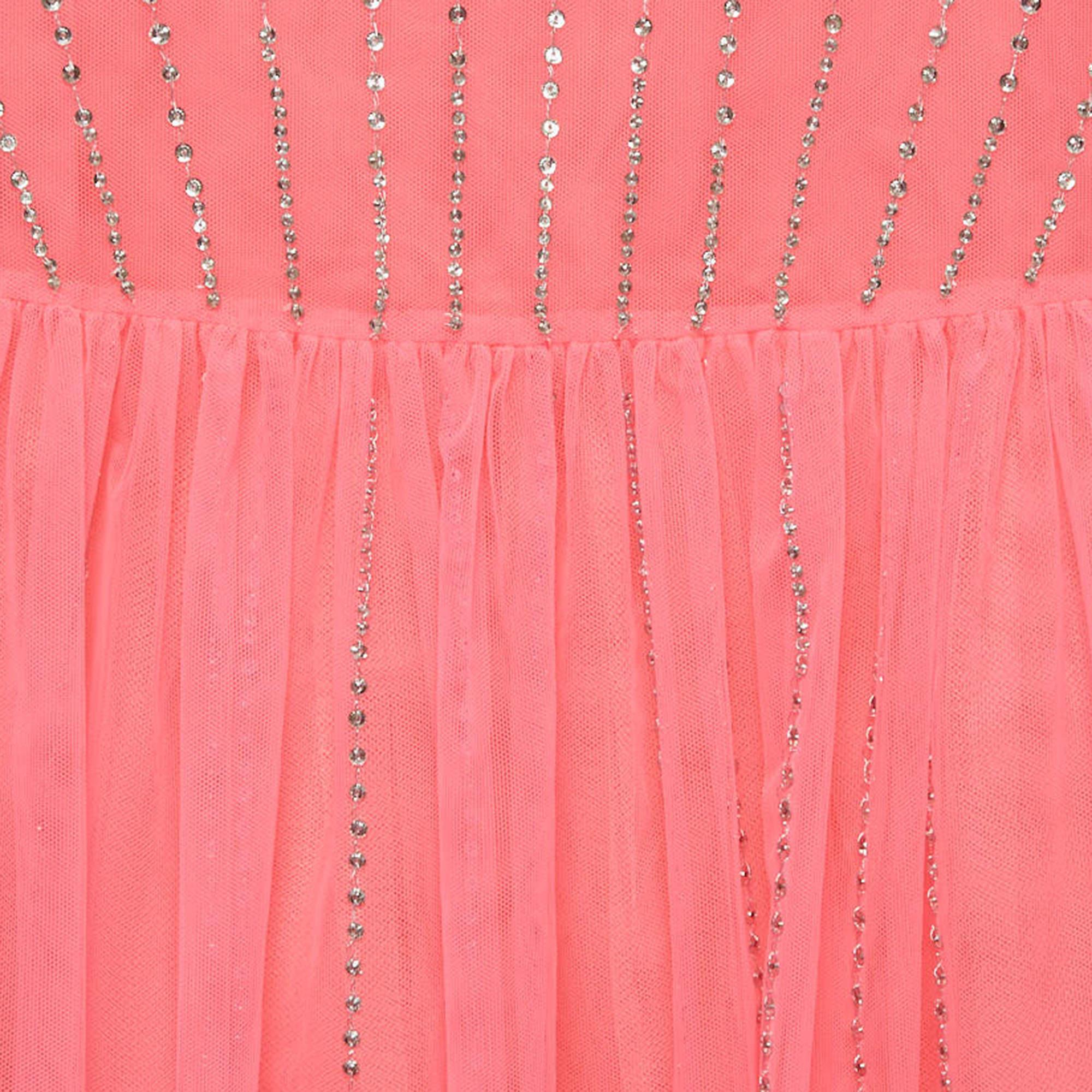 Women's or Men's Gucci Neon Pink Crystal Embellished Tulle Tiger Dress (10 Yrs) For Sale