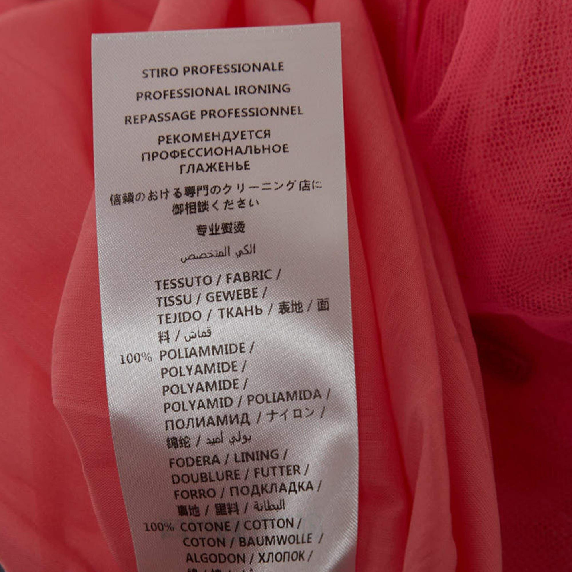 Gucci Neon Pink Crystal Embellished Tulle Tiger Dress (10 Yrs) For Sale 2