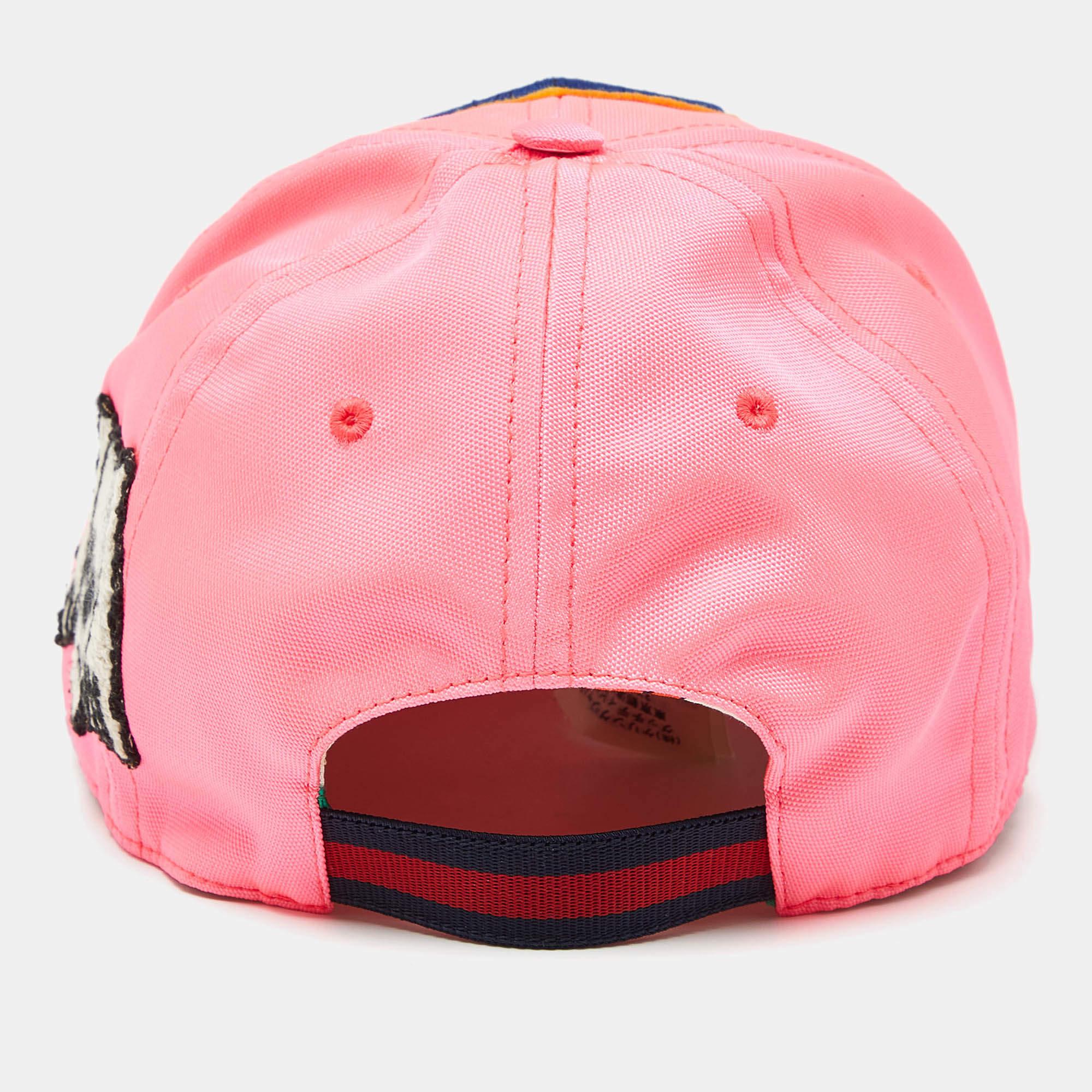 Gucci Neon Pink G Skull Patch Detail Baseball Cap L In Excellent Condition For Sale In Dubai, Al Qouz 2