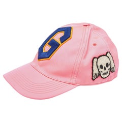 Gucci Rosa Neón G Calavera Detalle Parche Gorra Béisbol L