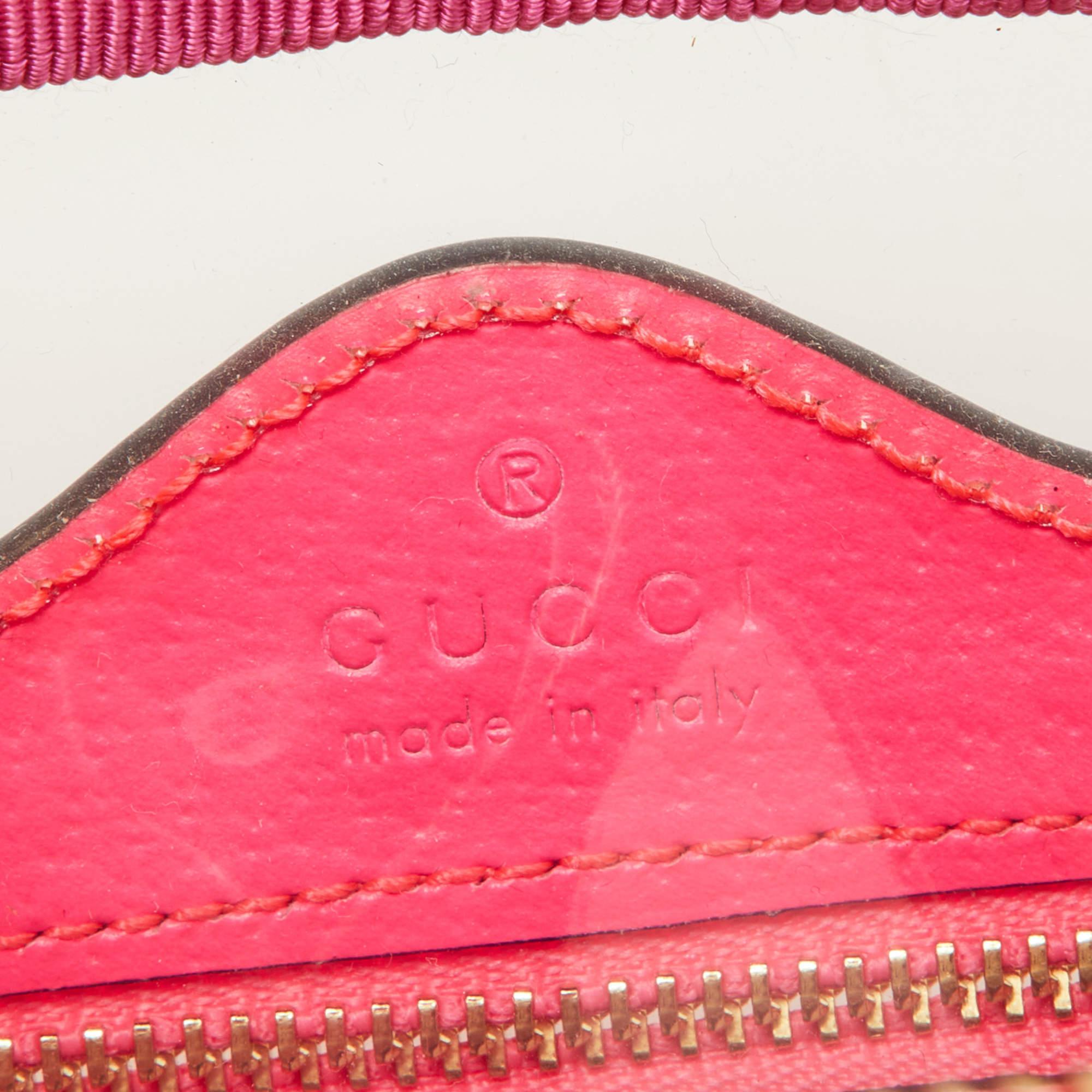 Gucci Neon Pink Leather and PVC Mini Ophidia Crossbody Bag 5