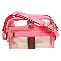 Gucci Neon Pink Leather and PVC Mini Ophidia Crossbody Bag