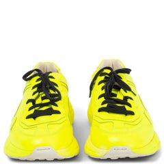 GUCCI neongelbe RYTHON Turnschuhe aus Leder 8 42 (mens) oder 40 (Frauen)