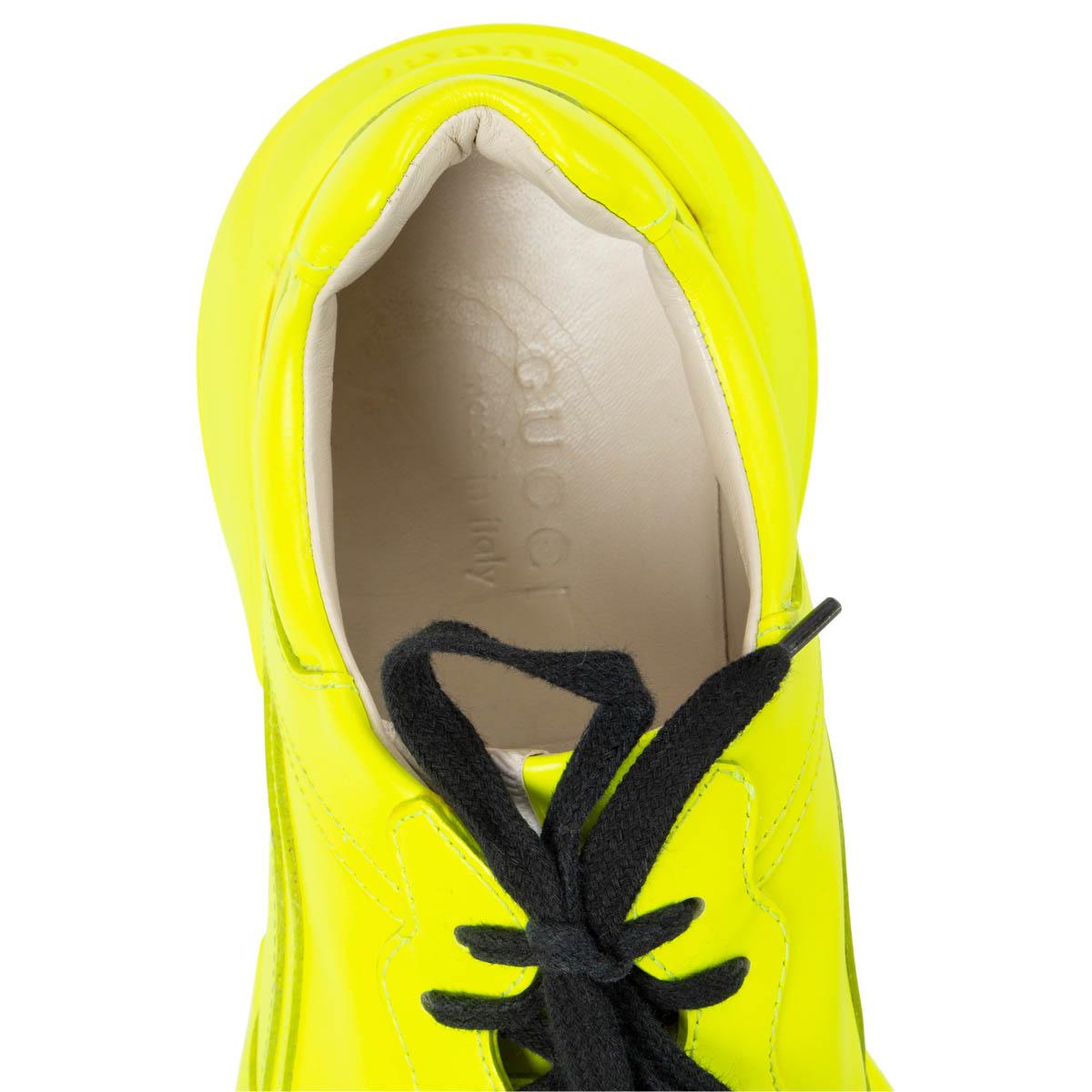 Yellow GUCCI neon yellow leather RYTHON Sneakers Shoes 8 42 (mens) or 40 (women) For Sale