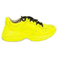 GUCCI neon yellow leather RYTHON Sneakers Shoes 8 42 (mens) or 40 (women)