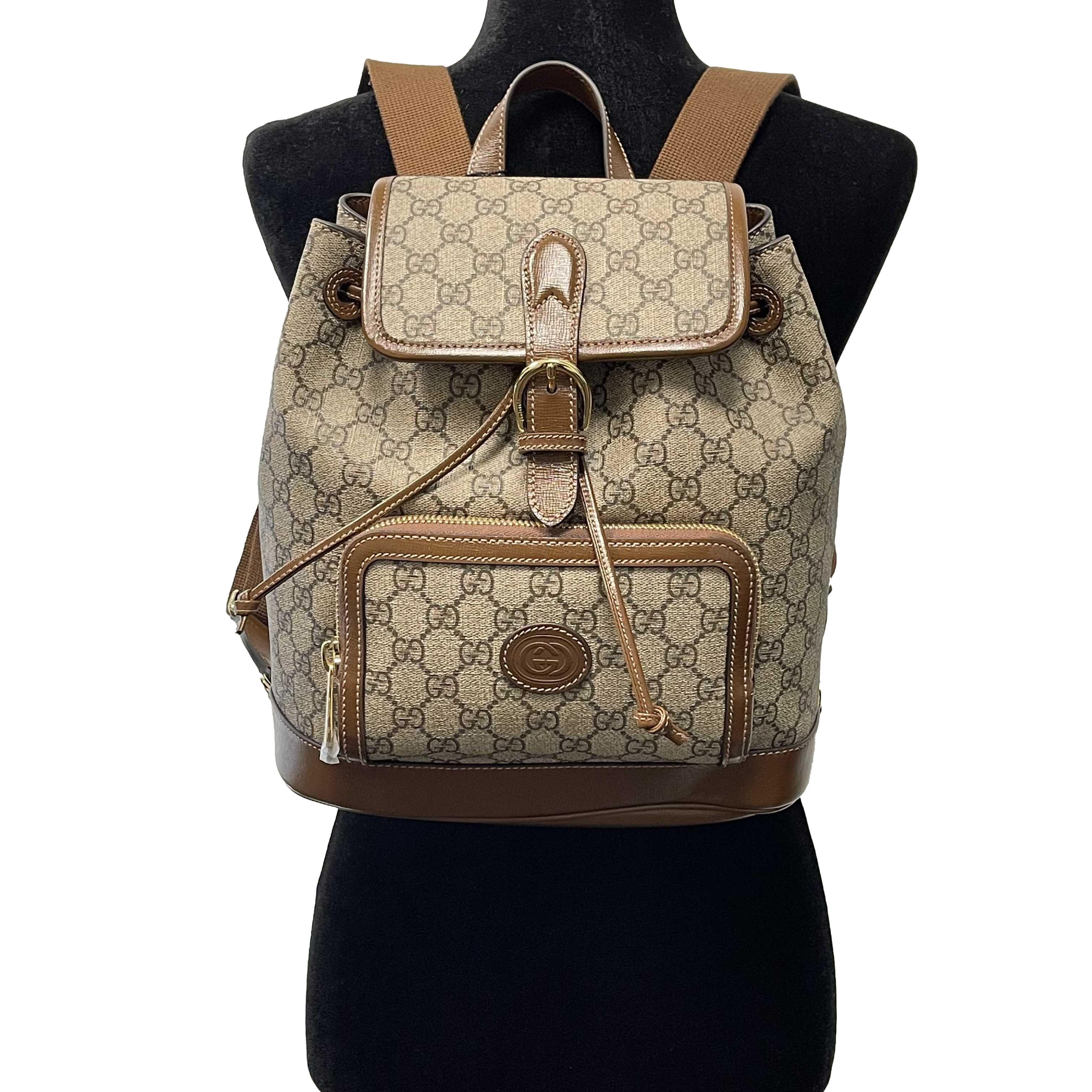 Gucci - NEW Backpack With Interlocking G - Beige / Brown Monogram Backpack 3