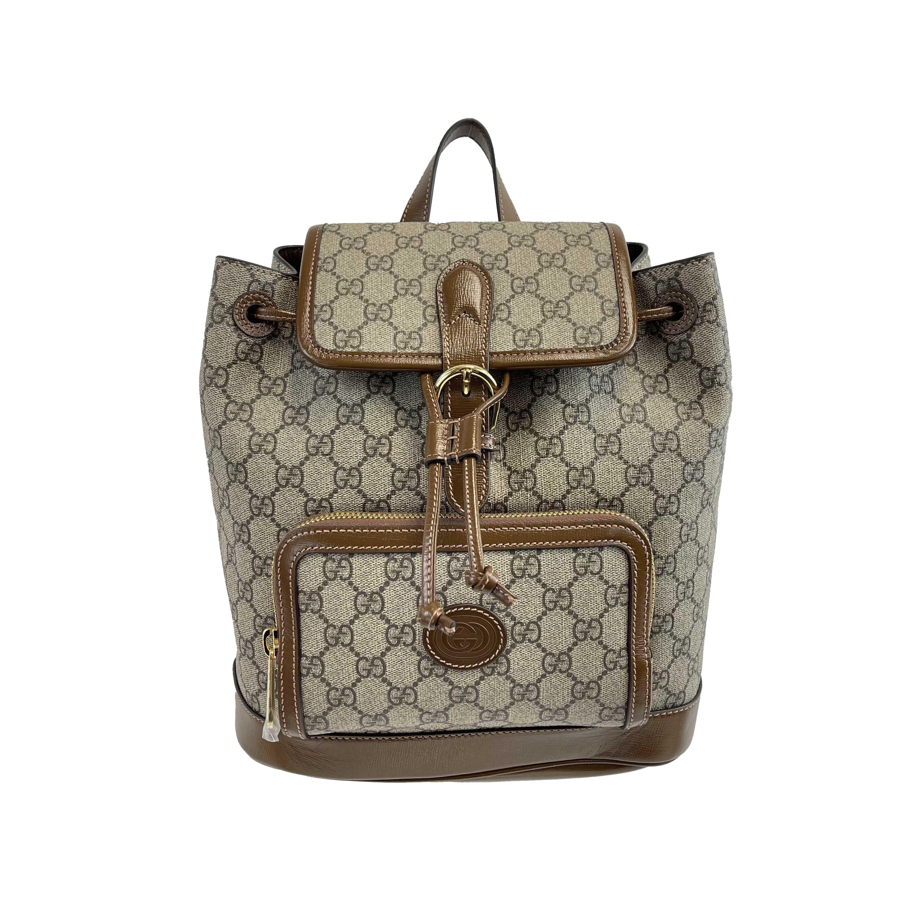 Gucci - NEW Backpack With Interlocking G - Beige / Brown Monogram Backpack 4