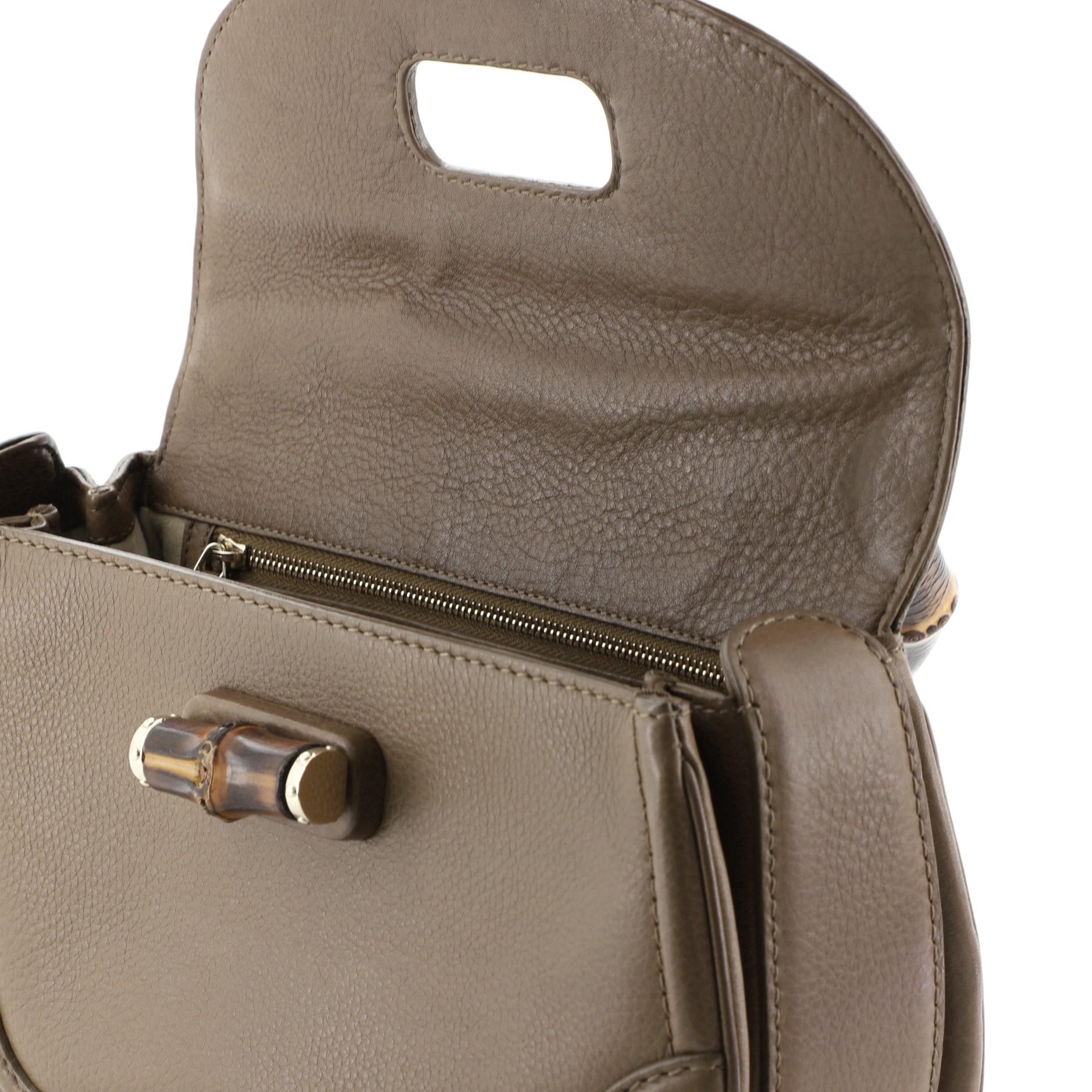 Gucci New Bamboo Convertible Top Handle Bag Leather Medium 1