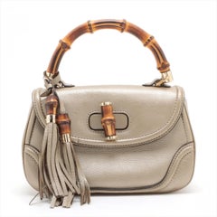 Gucci New Bamboo Leather Handbag Gold